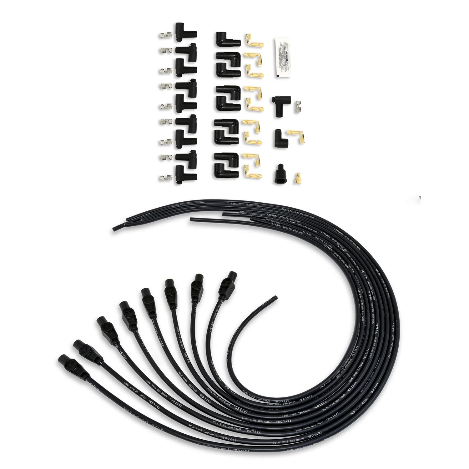 Spark Plug Wire Set Universal 8mm Silicone Spiro Pro 180_ 350 ohm_ft Black 73055
